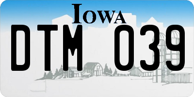 IA license plate DTM039