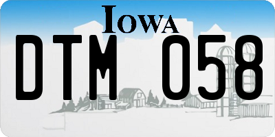 IA license plate DTM058