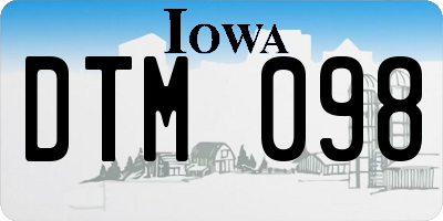 IA license plate DTM098