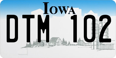 IA license plate DTM102