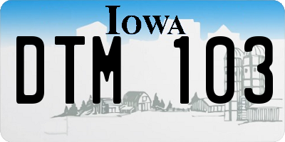 IA license plate DTM103