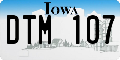 IA license plate DTM107