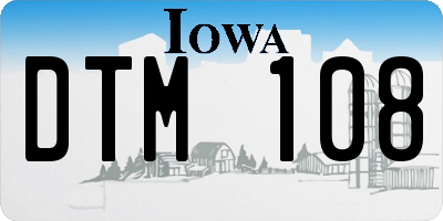 IA license plate DTM108