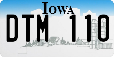 IA license plate DTM110