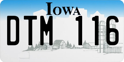 IA license plate DTM116