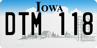 IA license plate DTM118