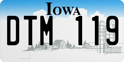 IA license plate DTM119