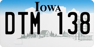 IA license plate DTM138