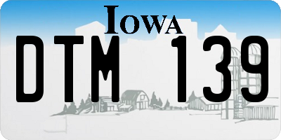 IA license plate DTM139