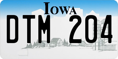 IA license plate DTM204