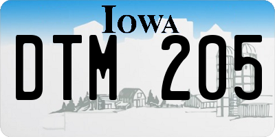 IA license plate DTM205