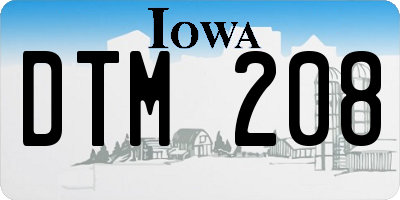 IA license plate DTM208