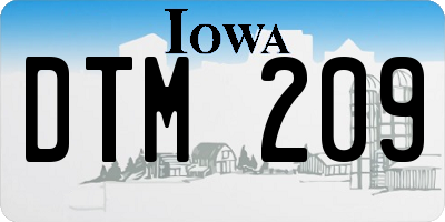 IA license plate DTM209