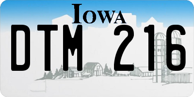 IA license plate DTM216