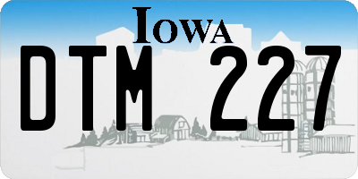 IA license plate DTM227
