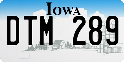 IA license plate DTM289