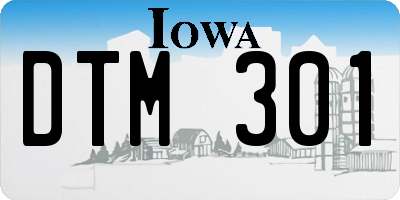 IA license plate DTM301