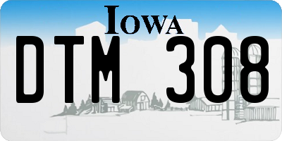 IA license plate DTM308