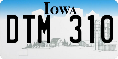 IA license plate DTM310