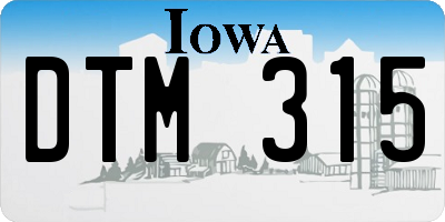 IA license plate DTM315