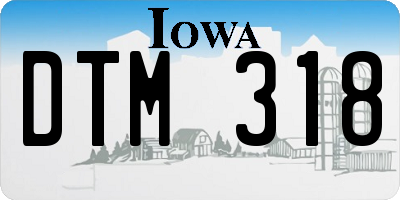 IA license plate DTM318