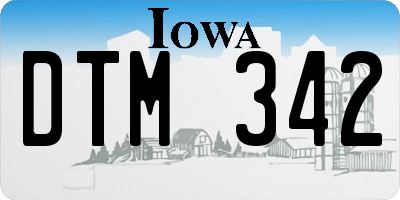 IA license plate DTM342