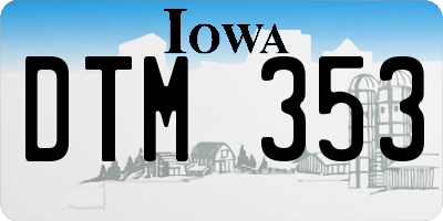 IA license plate DTM353