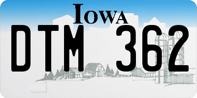 IA license plate DTM362