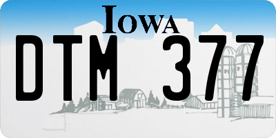 IA license plate DTM377