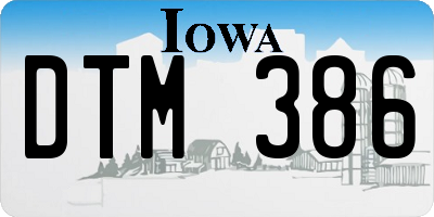IA license plate DTM386