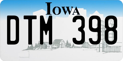 IA license plate DTM398