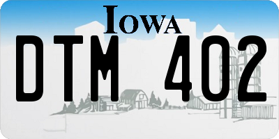 IA license plate DTM402