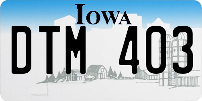 IA license plate DTM403