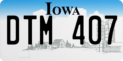 IA license plate DTM407