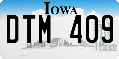 IA license plate DTM409