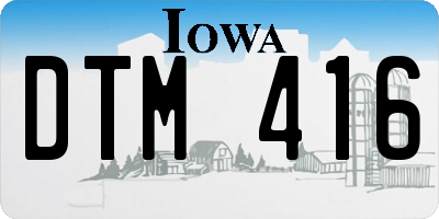 IA license plate DTM416