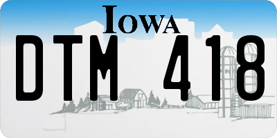 IA license plate DTM418