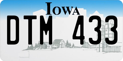 IA license plate DTM433