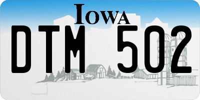 IA license plate DTM502