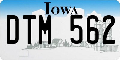 IA license plate DTM562