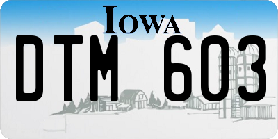 IA license plate DTM603