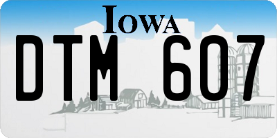 IA license plate DTM607