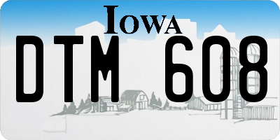 IA license plate DTM608