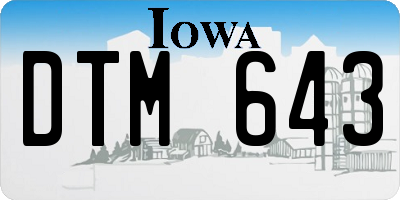 IA license plate DTM643
