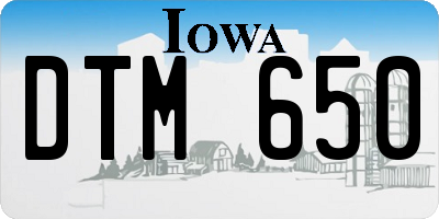 IA license plate DTM650