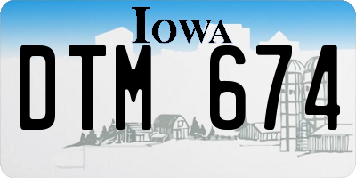 IA license plate DTM674