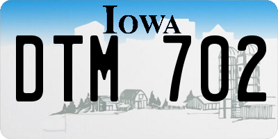 IA license plate DTM702
