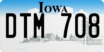 IA license plate DTM708