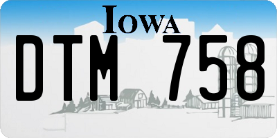 IA license plate DTM758