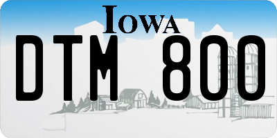 IA license plate DTM800